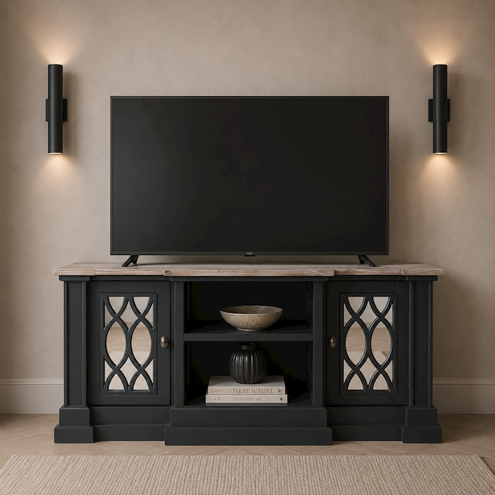 *TEDBURY OFF BLACK TWO DOOR MEDIA UNIT 120x40x55cm